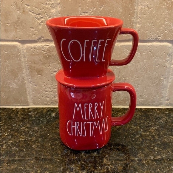 Rae Dunn Christmas Coffee Drip and Mug Set - New - Picture 1 of 8